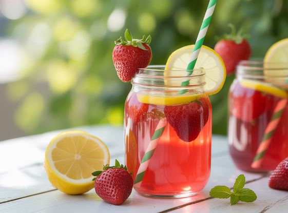 Homemade strawberry lemonade