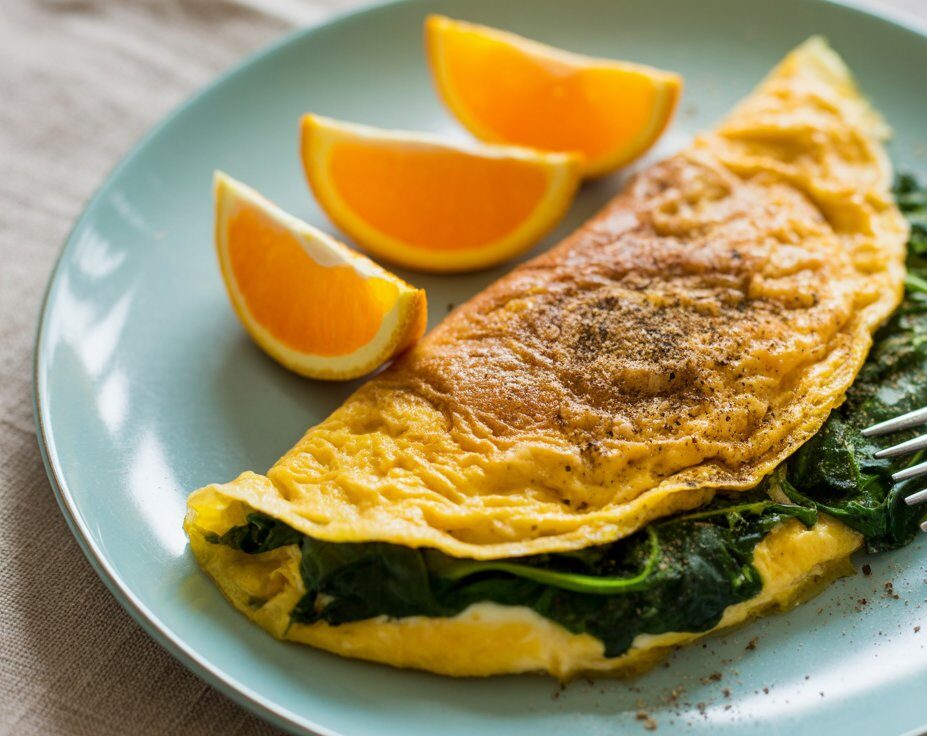 Spinach Swiss Cheese and Smoked Turkey Omelet Spinach, Swiss Cheese and Smoked Turkey Omelet