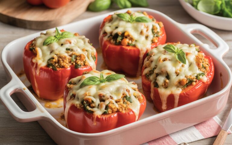 Chicken Parmesan & Quinoa Stuffed Peppers