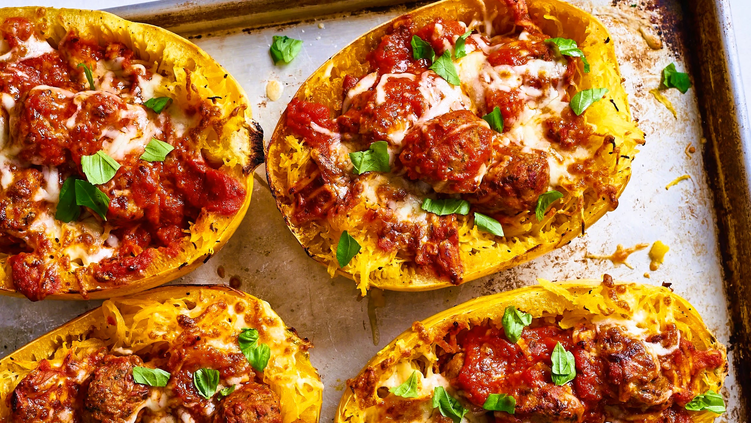 Easy Low-Carb Meatball-Stuffed Spaghetti Squash