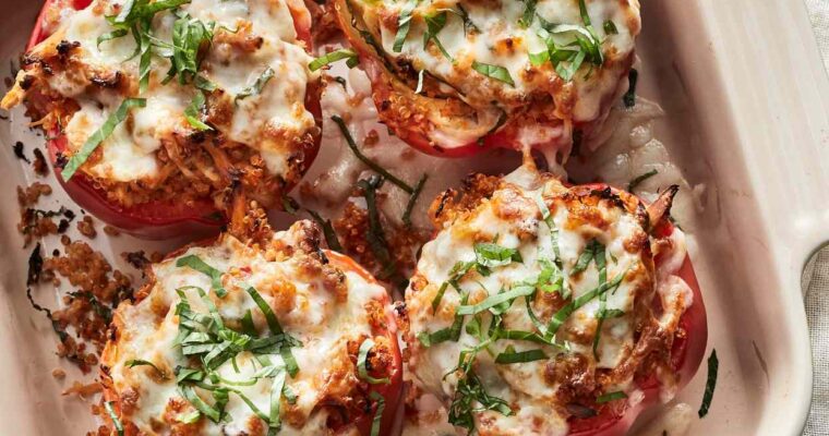 Chicken Parmesan & Quinoa Stuffed Peppers