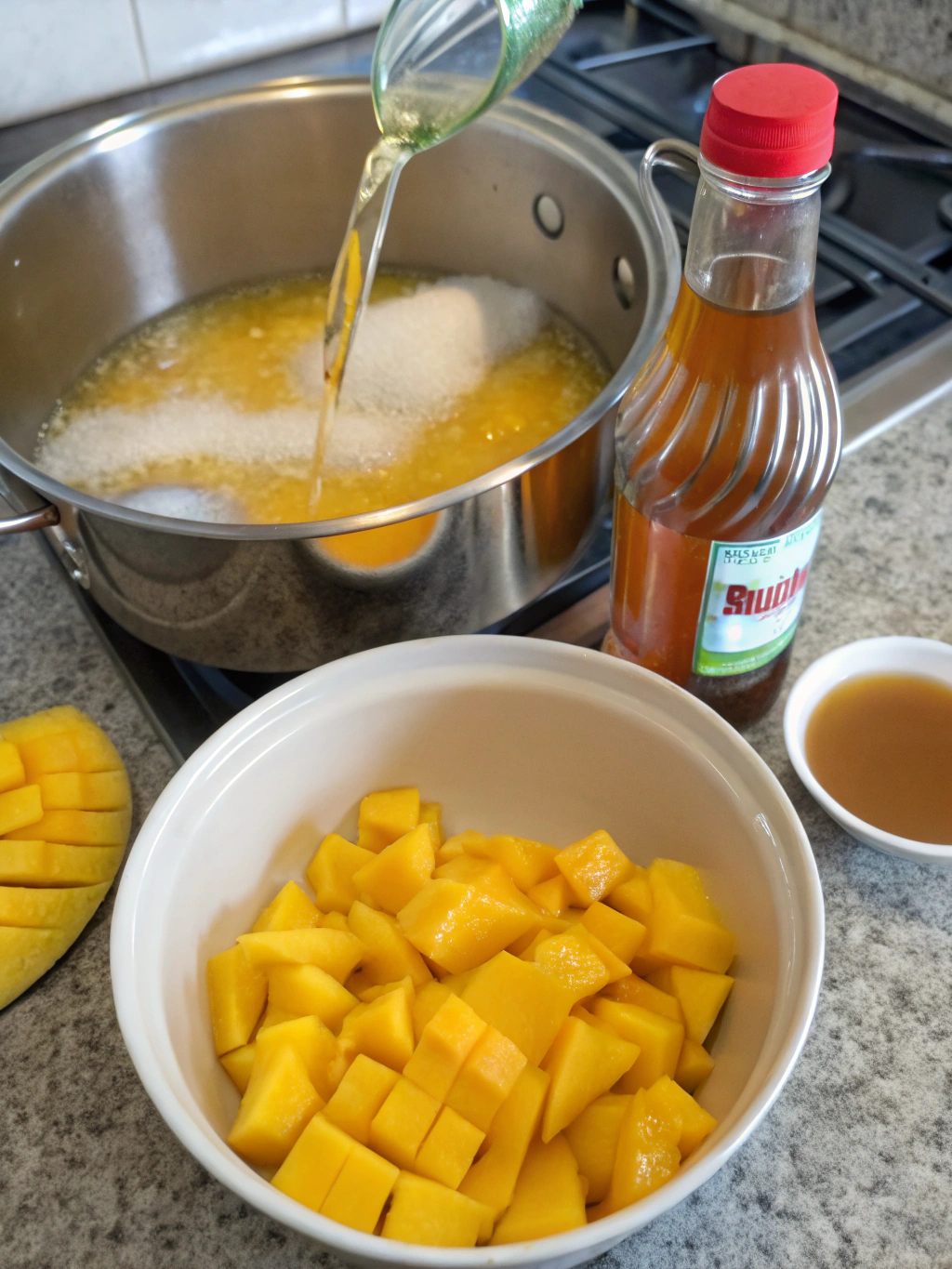 mango simple syrup preparing steps
