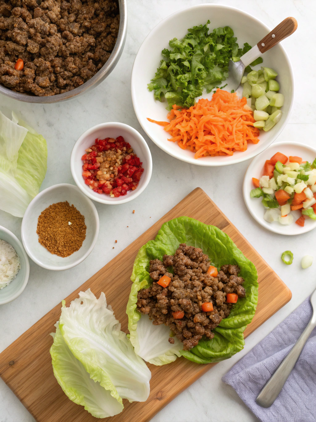 ground beef lettuce wraps recipe preparing steps