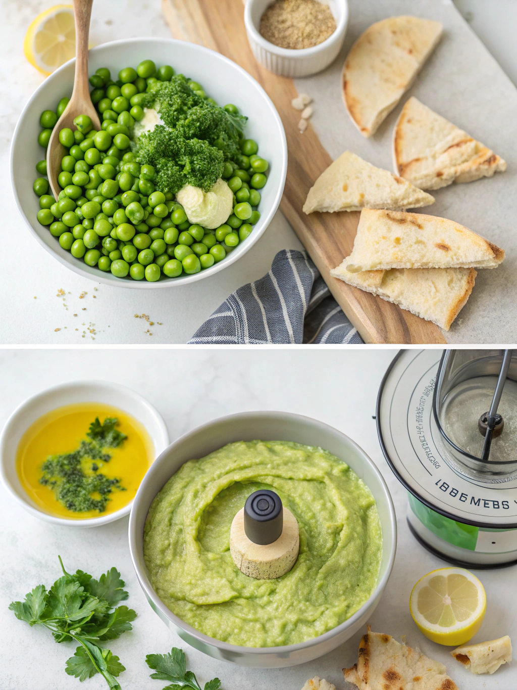 Green Pea Hummus Tahini green pea hummus tahini preparing steps