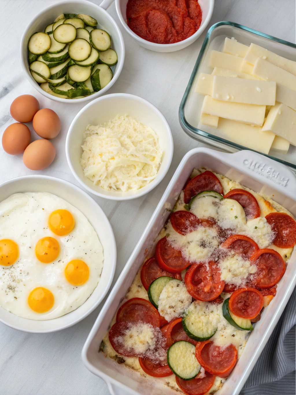 Keto Friendly Pizza Casserole With Heavy Cream And Eggs keto friendly pizza casserole with heavy cream and eggs preparing steps