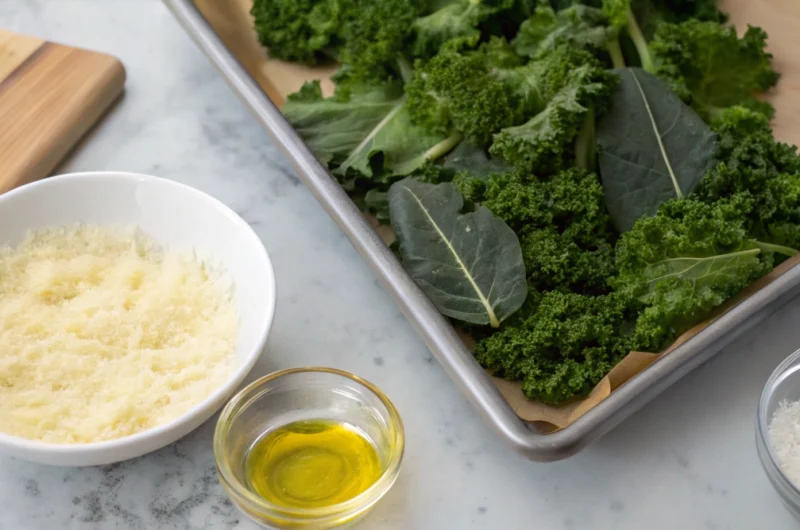 Kale Chips With Parmesan Cheese - Crispy, Cheesy & Irresistible